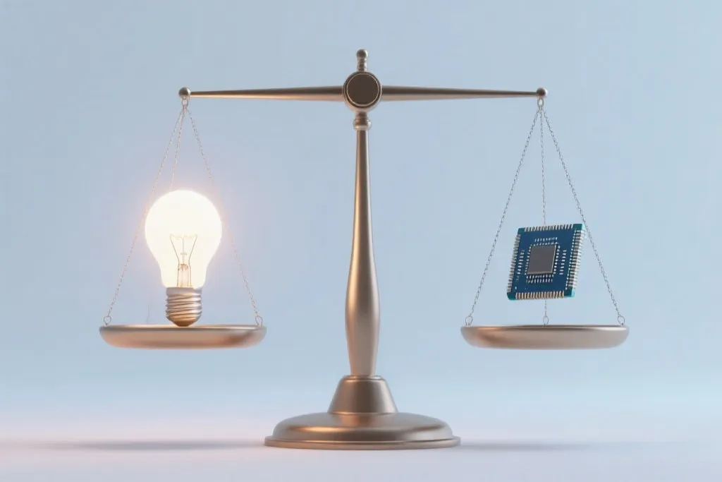 人脑与科技结合的平衡概念图
